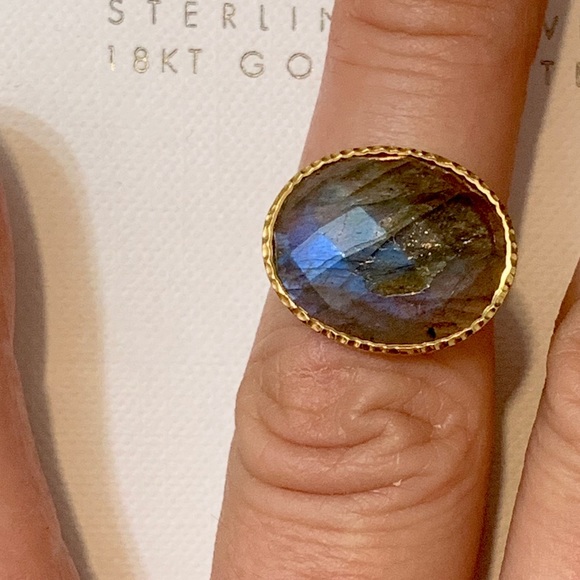 SOLD Argento Vivo 18K Gold Vermeil Labradorite Ring 7 - Picture 6 of 8